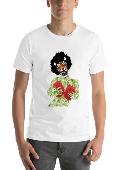 Tiger Pot Leaf & Rose Graphic T-Shirt