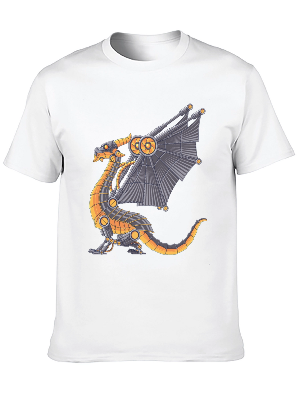 Steampunk Dragon Graphic Tee - Black Cotton T-Shirt