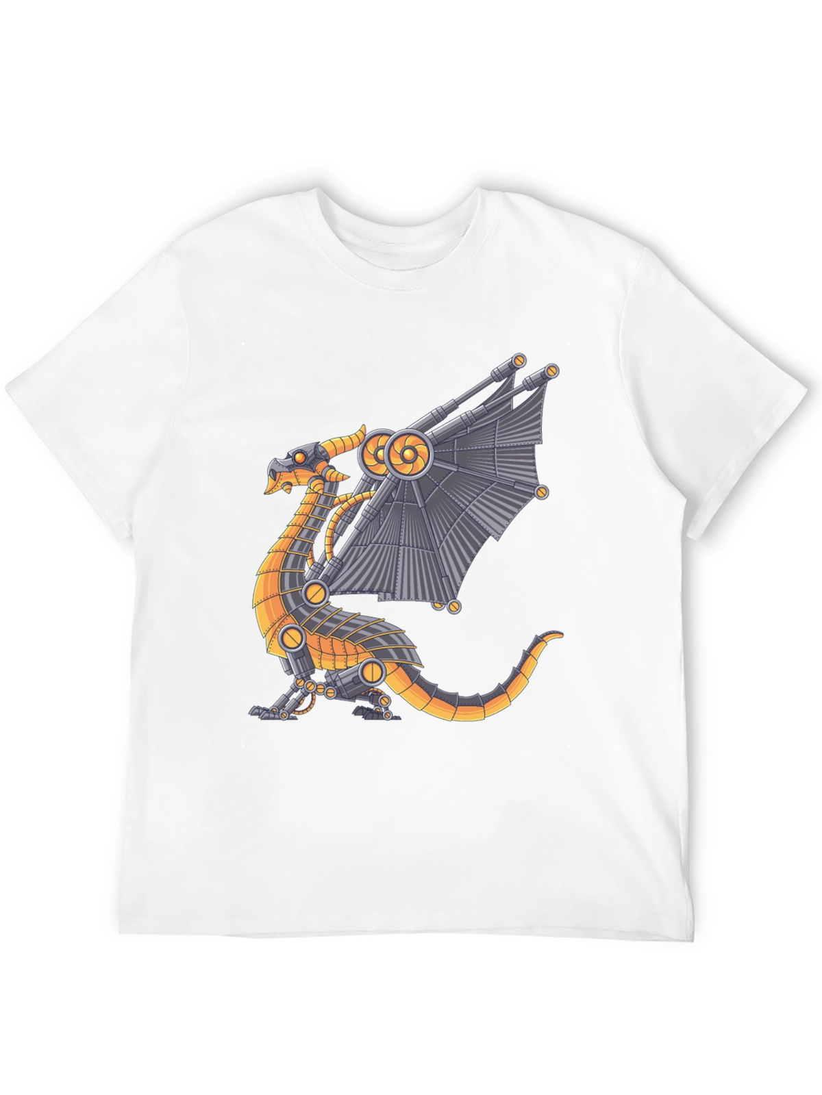 Steampunk Dragon Graphic Tee - Black Cotton T-Shirt