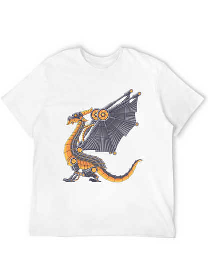 Steampunk Dragon Graphic Tee - Black Cotton T-Shirt