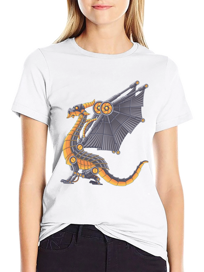 Steampunk Dragon Graphic Tee - Black Cotton T-Shirt