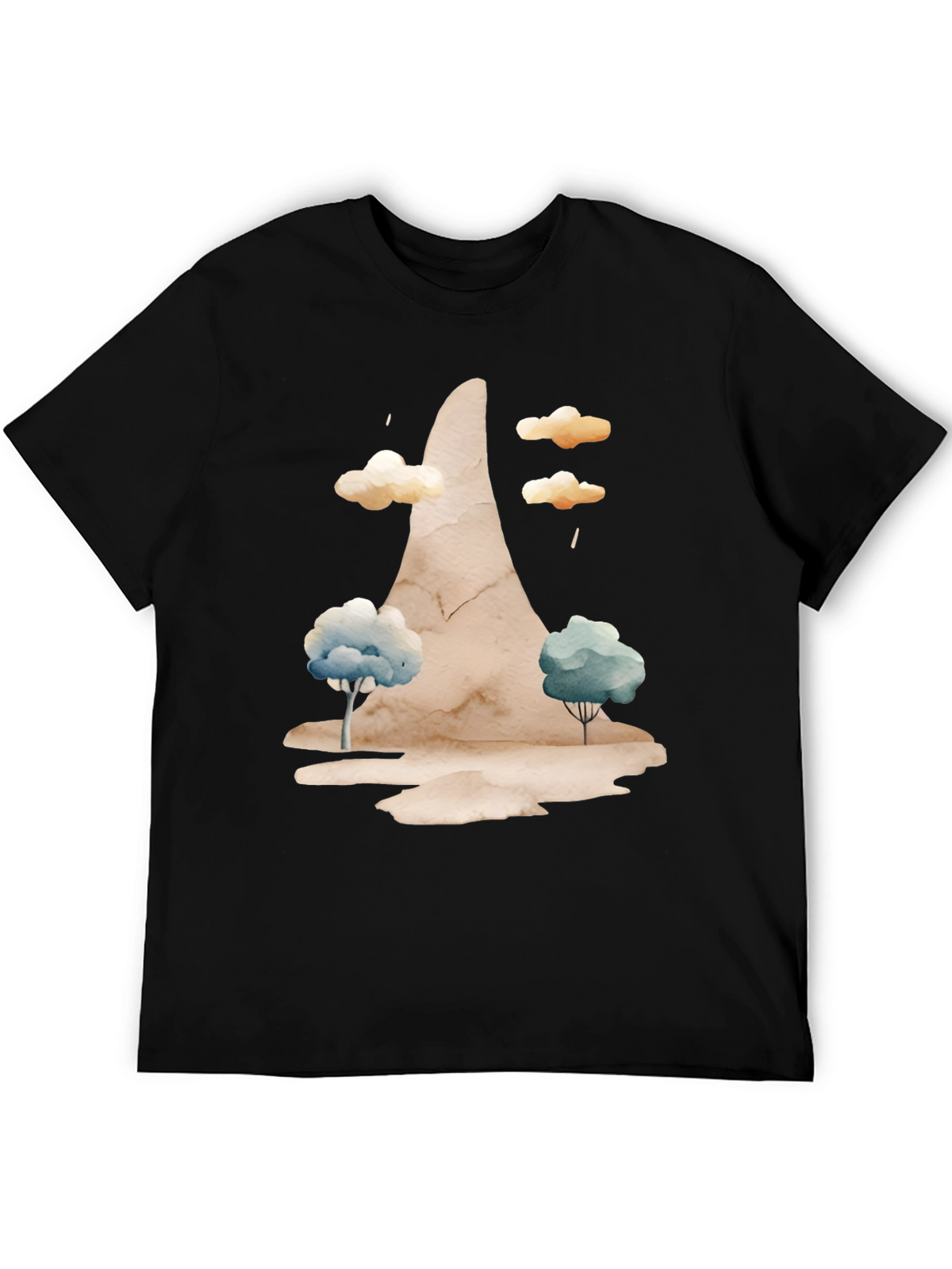 Watercolor Landscape Black Tee