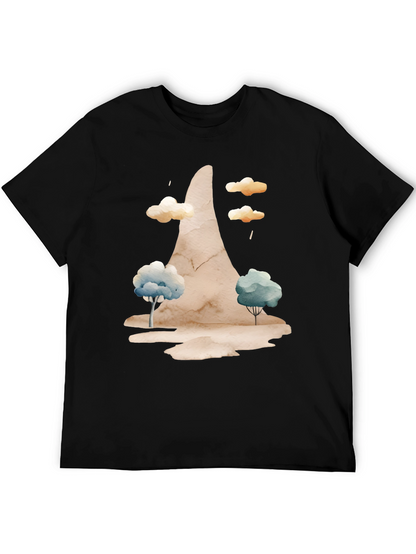 Watercolor Landscape Black Tee