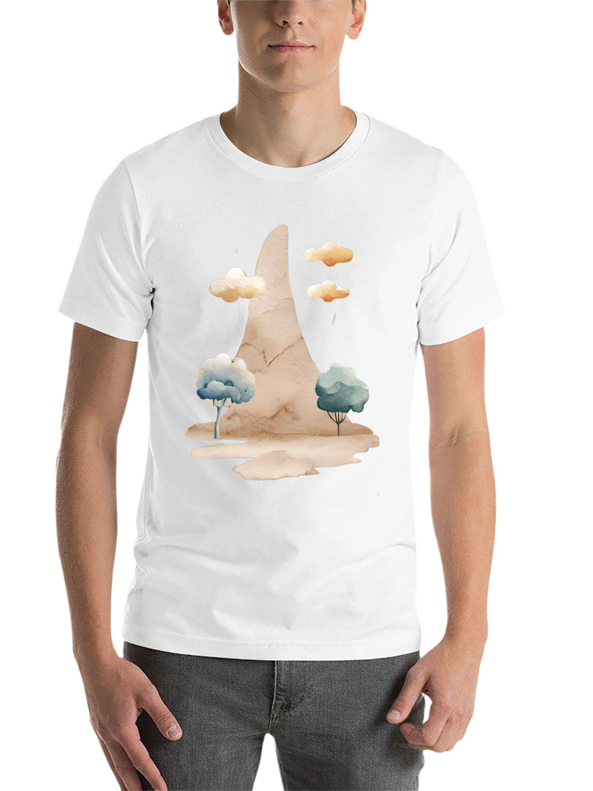 Watercolor Landscape Black Tee