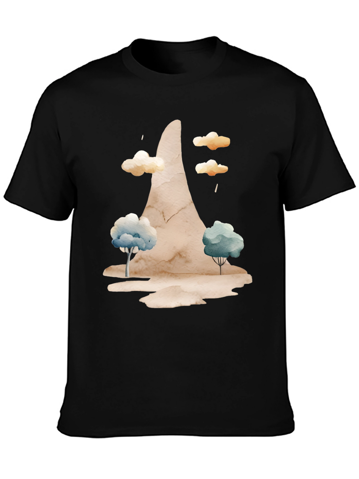 Watercolor Landscape Black Tee