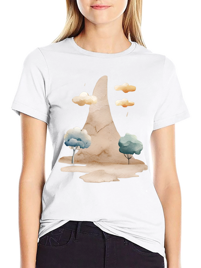 Watercolor Landscape Black Tee