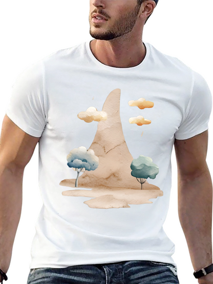 Watercolor Landscape Black Tee