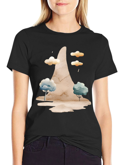 Watercolor Landscape Black Tee