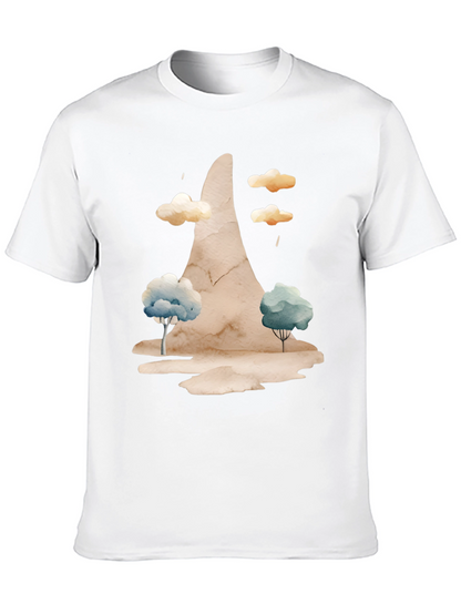 Watercolor Landscape Black Tee