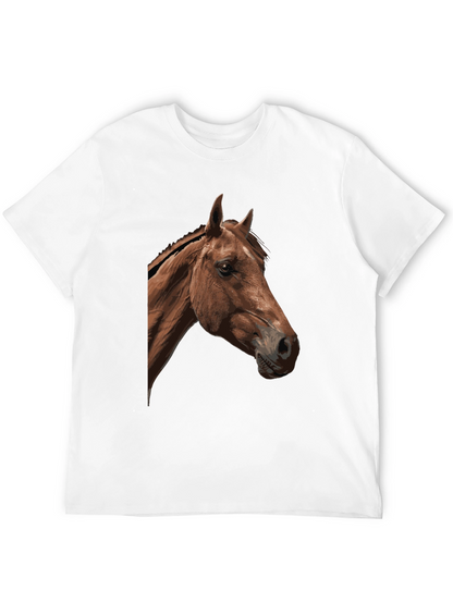 Horse Graphic Tee - Black Cotton Blend T-Shirt