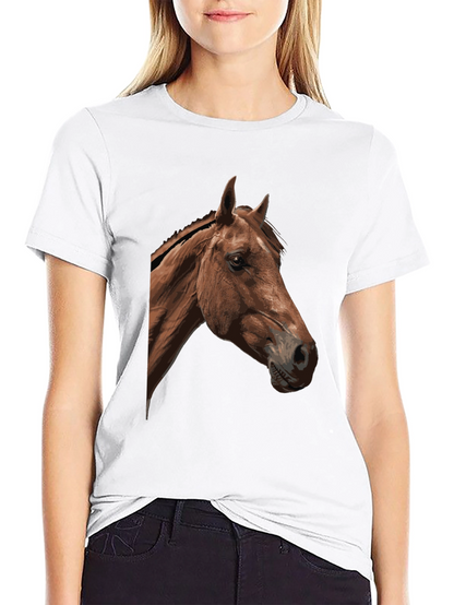 Horse Graphic Tee - Black Cotton Blend T-Shirt