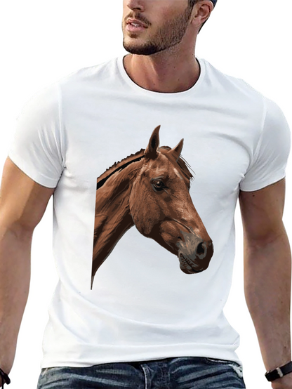 Horse Graphic Tee - Black Cotton Blend T-Shirt
