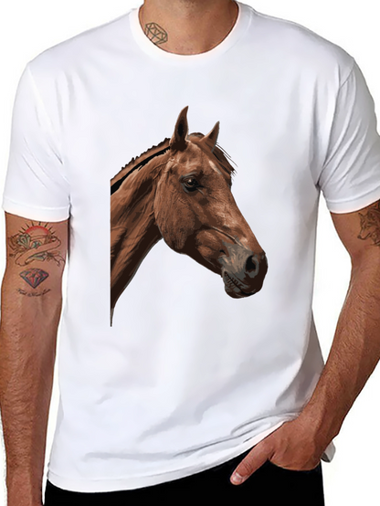Horse Graphic Tee - Black Cotton Blend T-Shirt