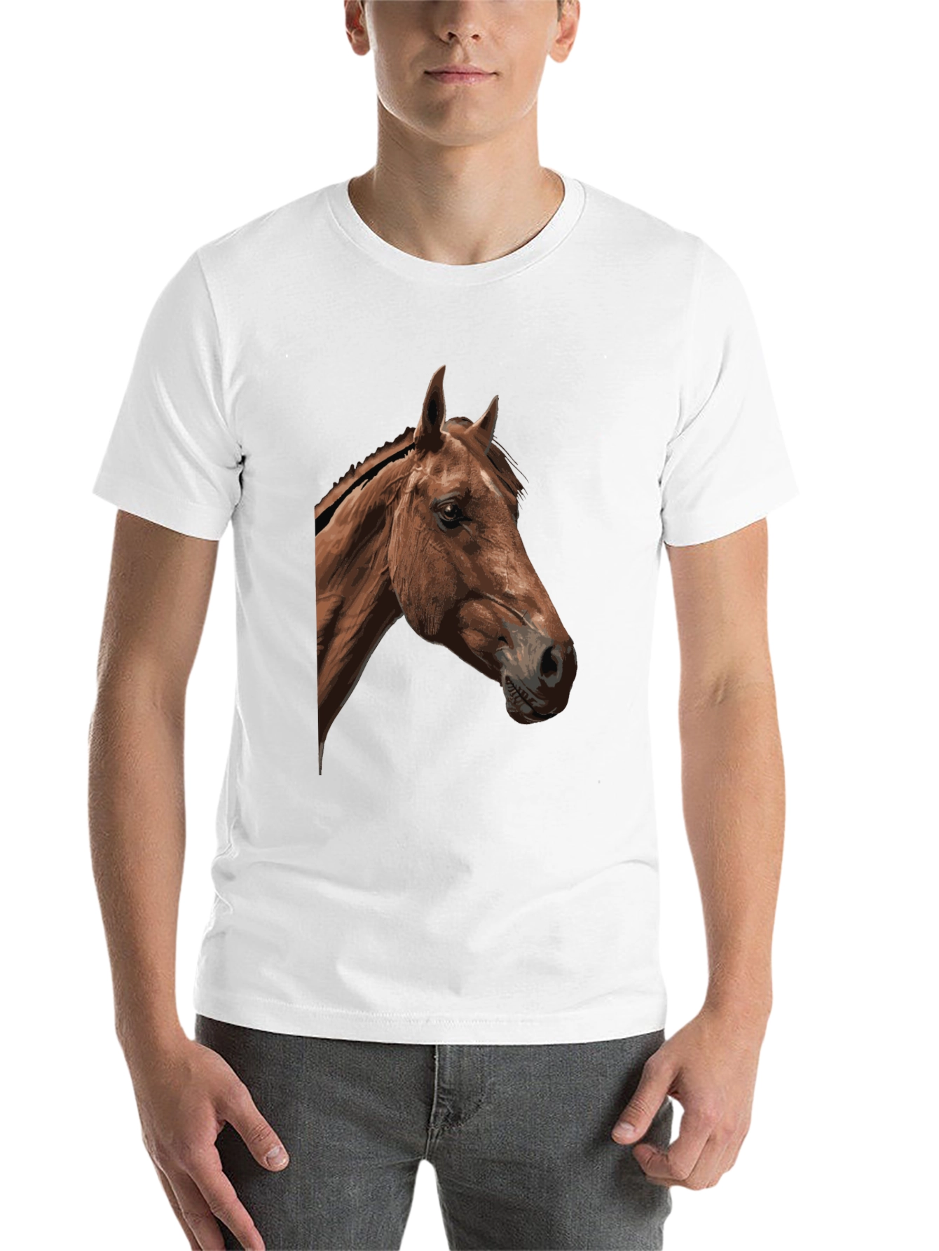 Horse Graphic Tee - Black Cotton Blend T-Shirt
