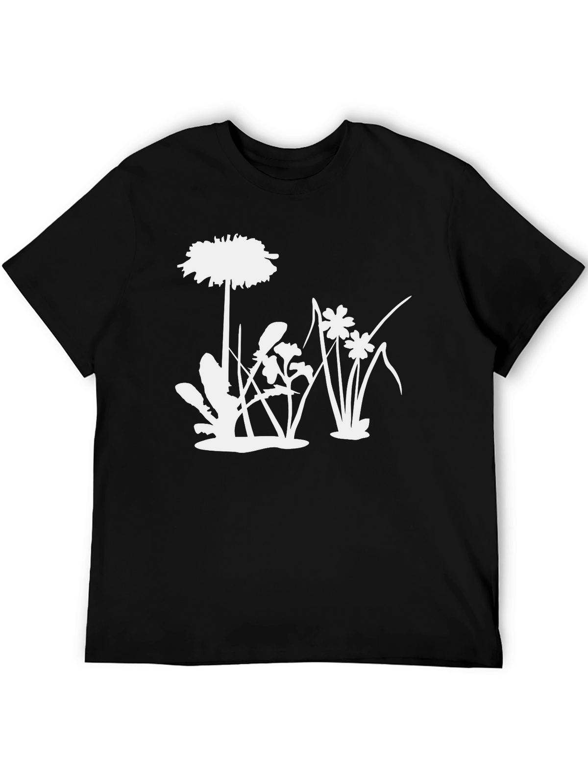 Floral Silhouette Graphic Tee - Black