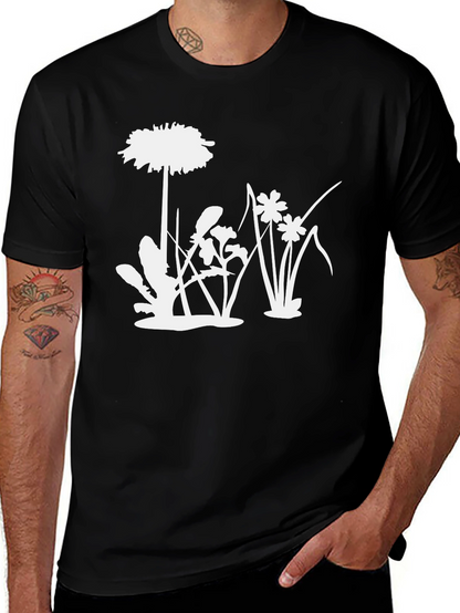 Floral Silhouette Graphic Tee - Black