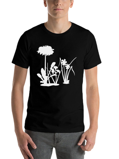 Floral Silhouette Graphic Tee - Black