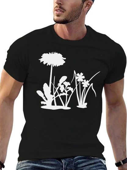 Floral Silhouette Graphic Tee - Black