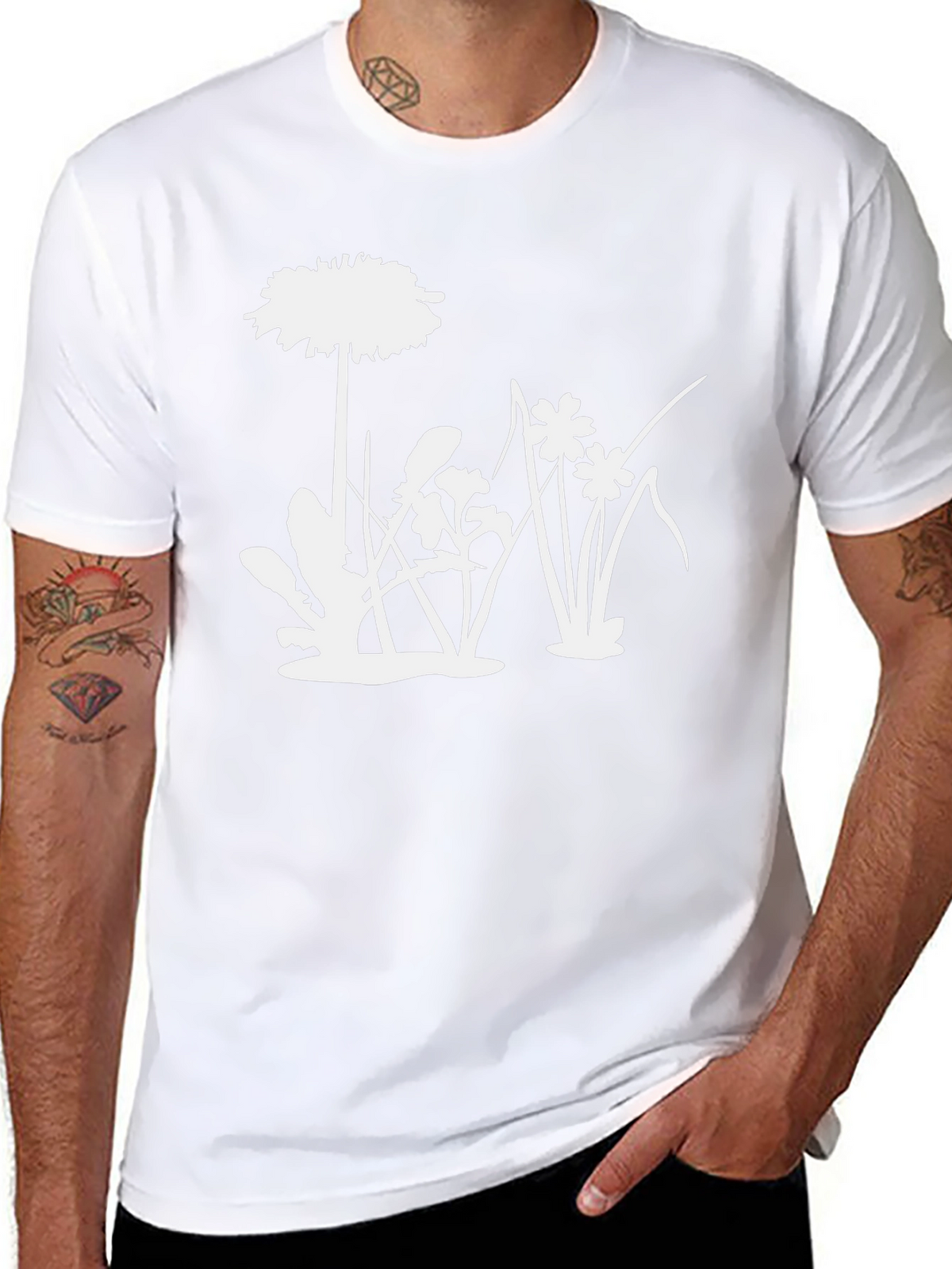 Floral Silhouette Graphic Tee - Black