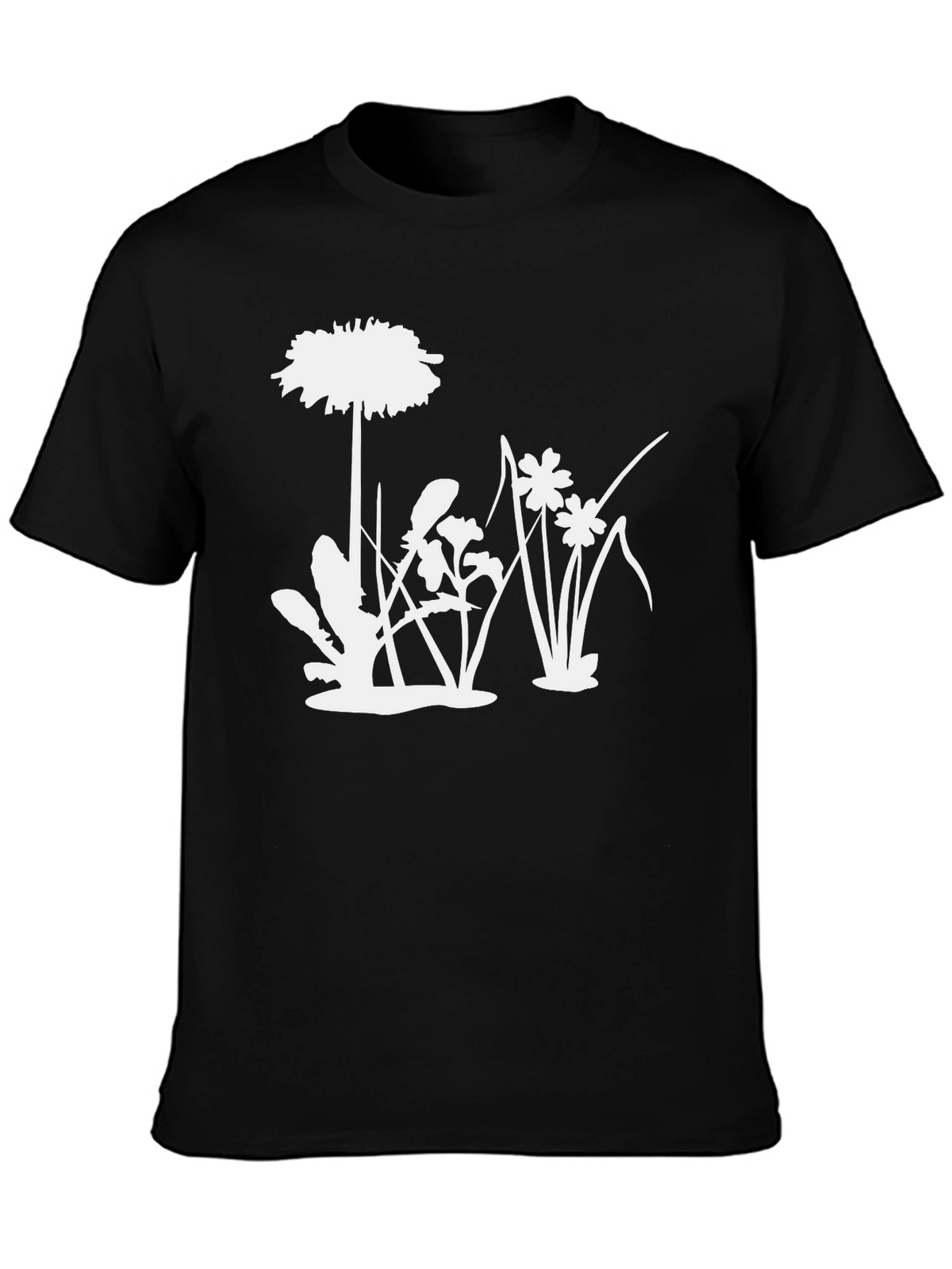 Floral Silhouette Graphic Tee - Black
