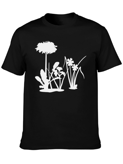Floral Silhouette Graphic Tee - Black