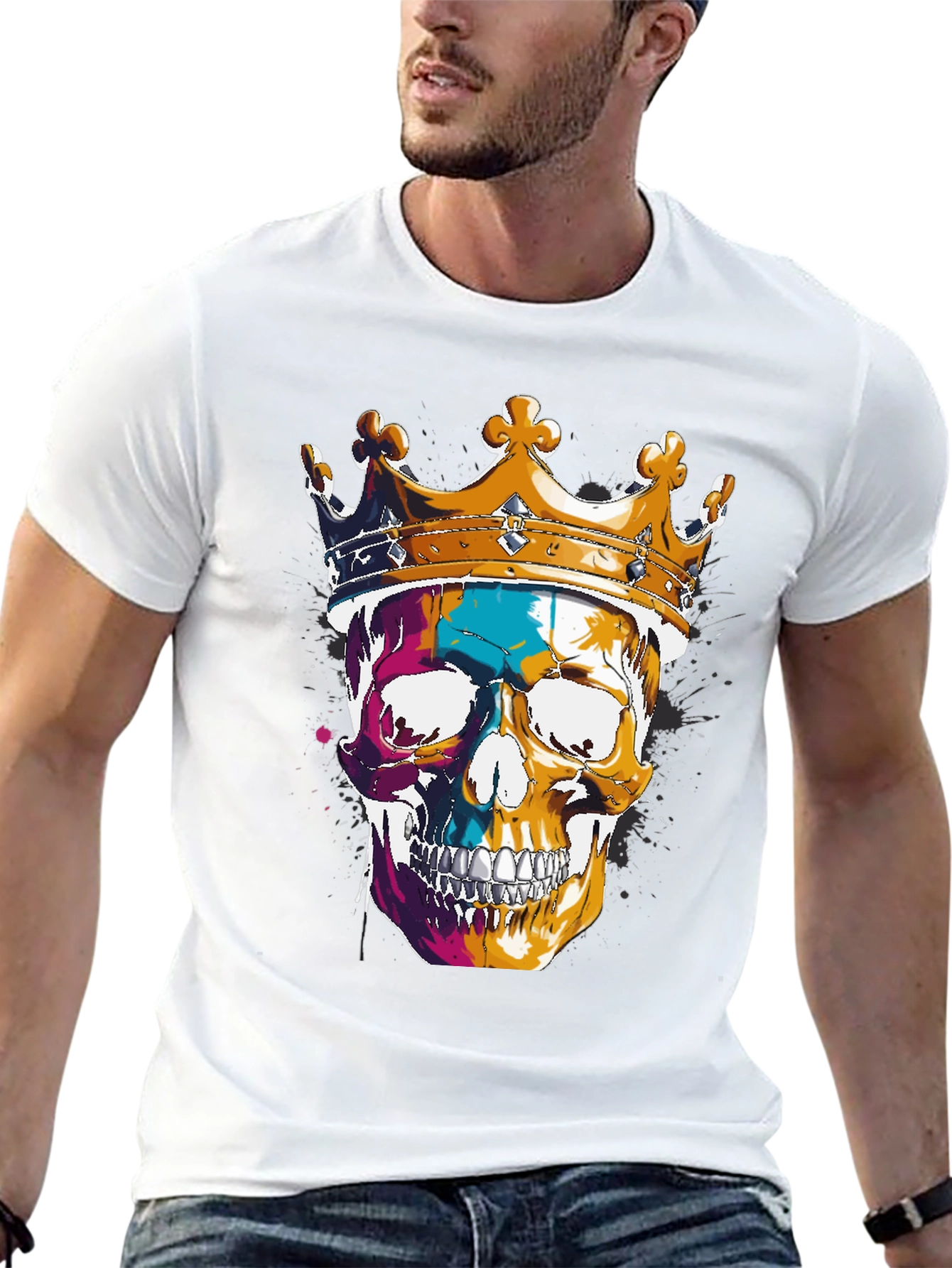 Skull King T-Shirt - Graphic Print Tee
