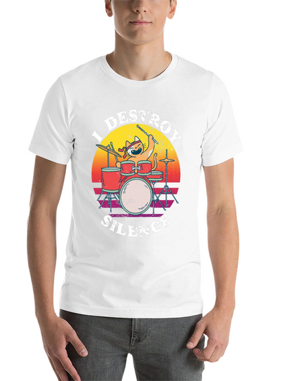 Destroy Silence Cat Drummer Graphic Tee