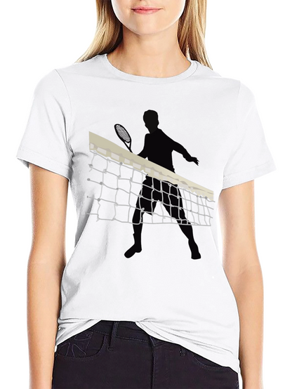 Tennis Net Graphic Tee - Black Cotton T-Shirt