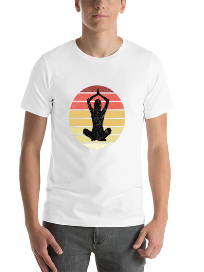 Yoga Pose Graphic Tee - Retro Sunset Design