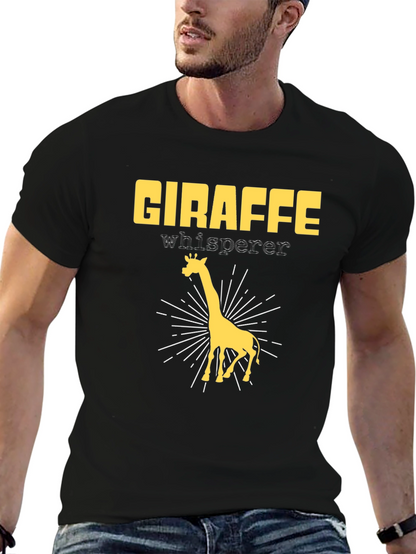 Giraffe Whisperer Graphic T-Shirt - Black