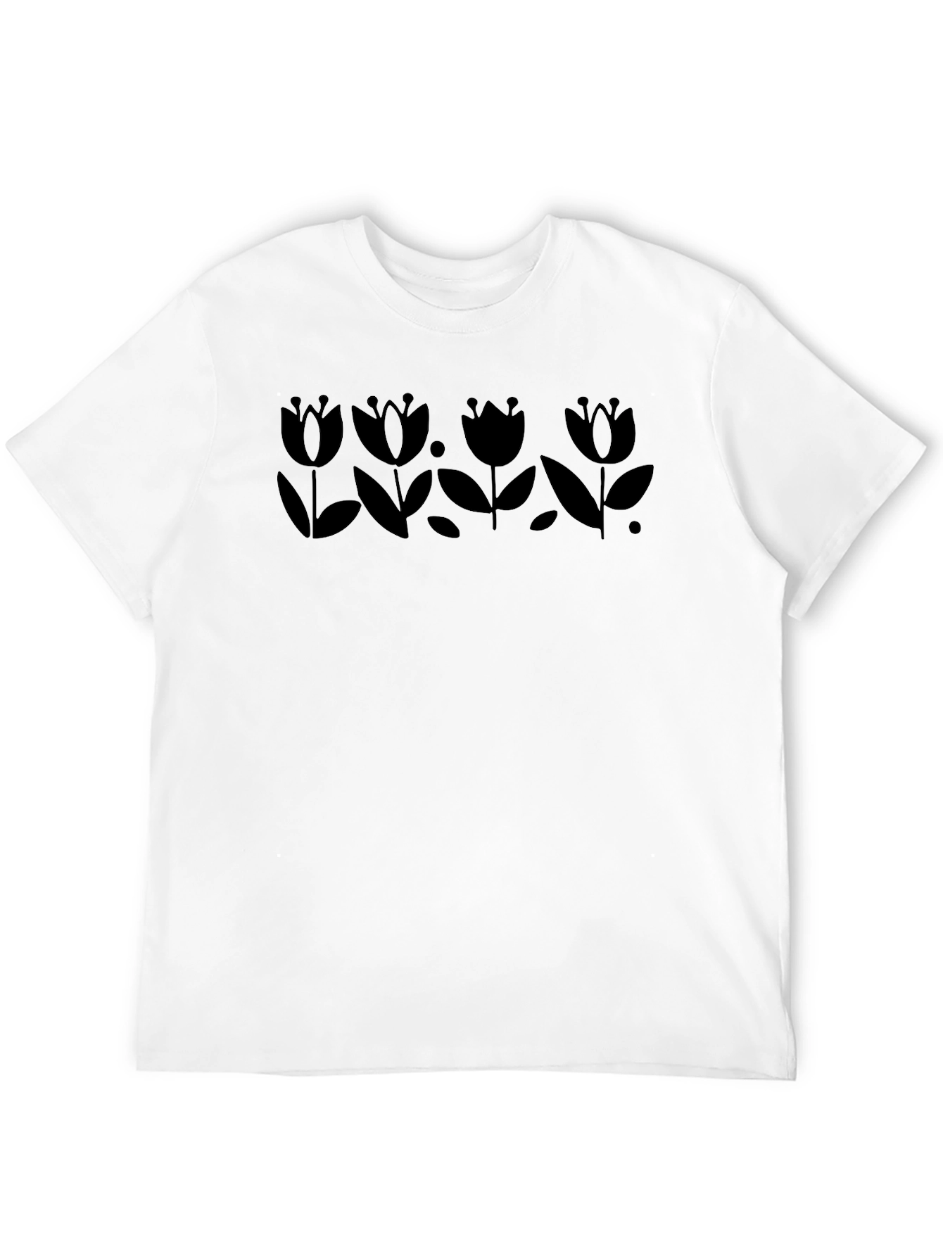 Floral Silhouette Black T-Shirt