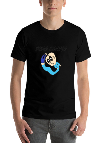 Yoga Master Cartoon Black T-Shirt