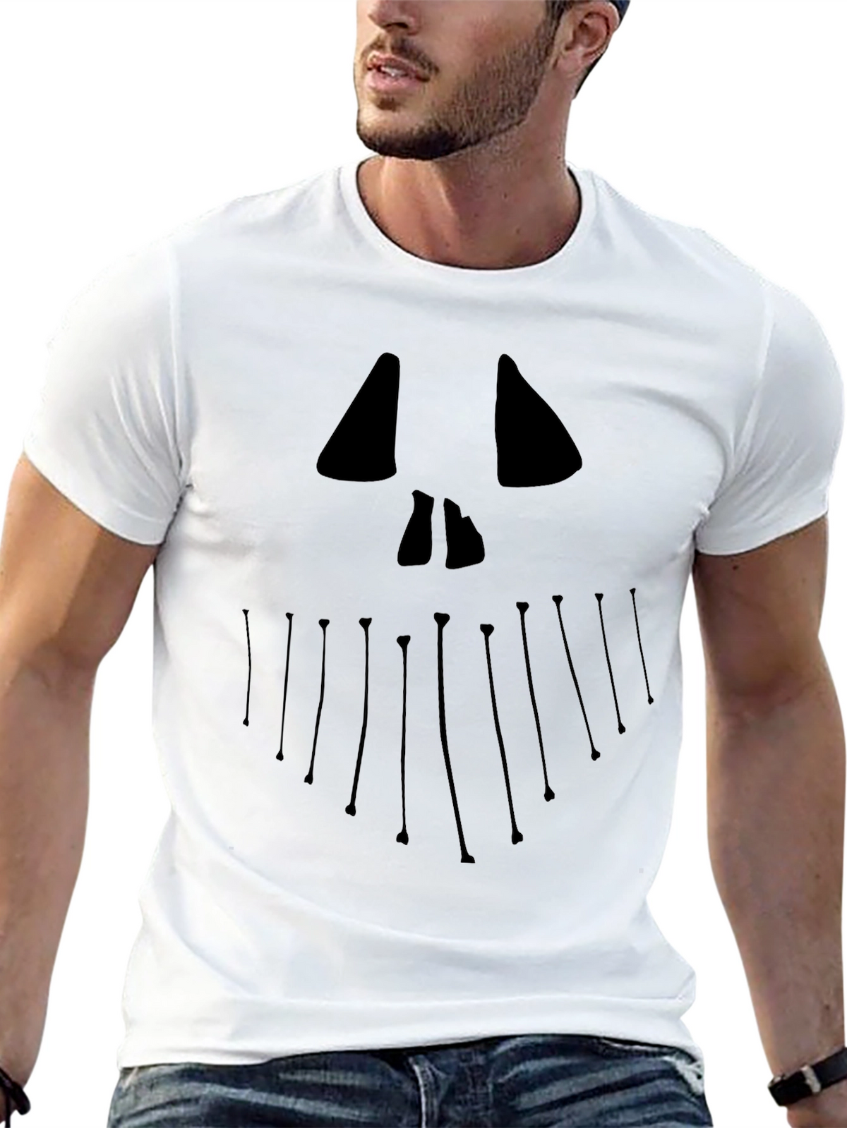 Halloween Jack Face Graphic Tee - Black