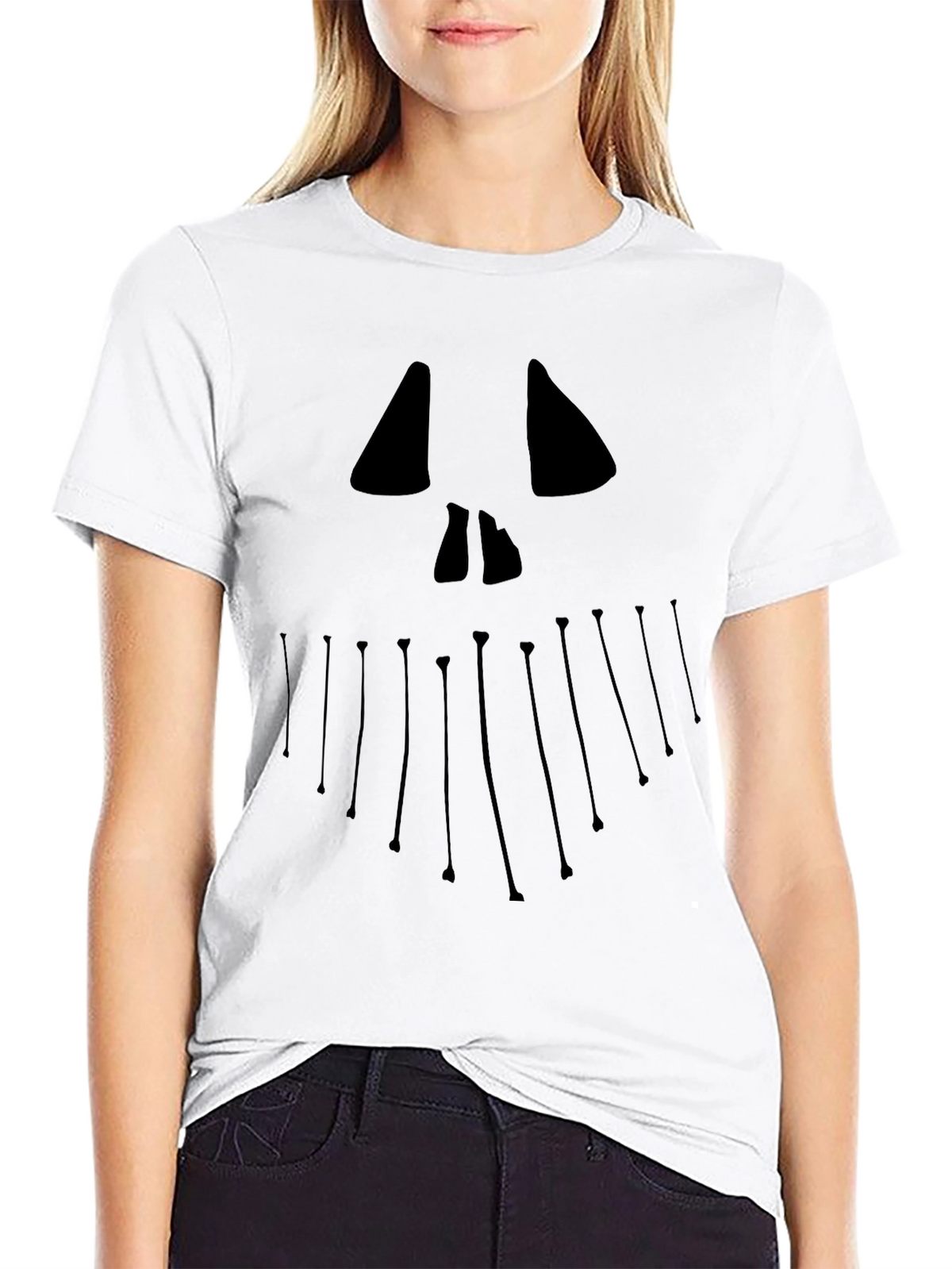 Halloween Jack Face Graphic Tee - Black