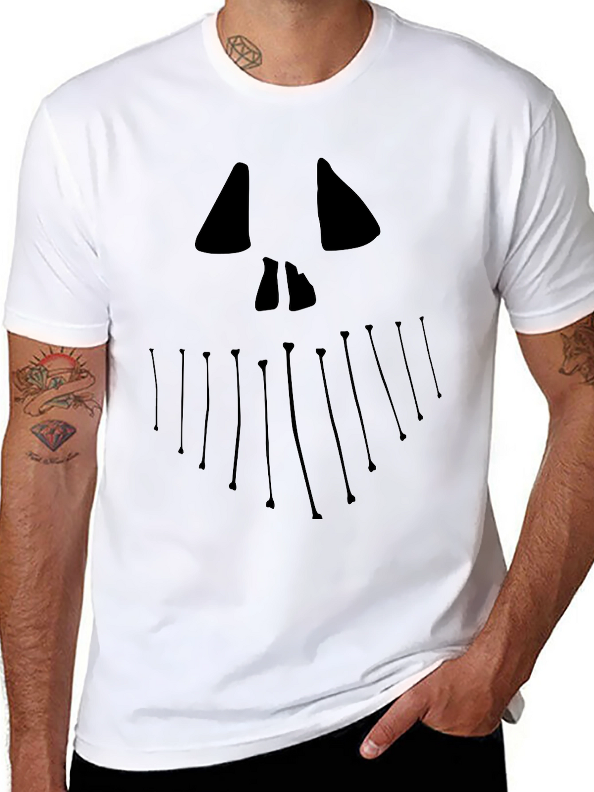 Halloween Jack Face Graphic Tee - Black