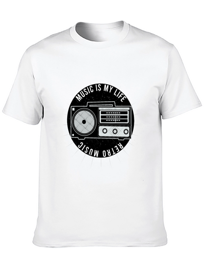 Retro Music is My Life Black Graphic Tee