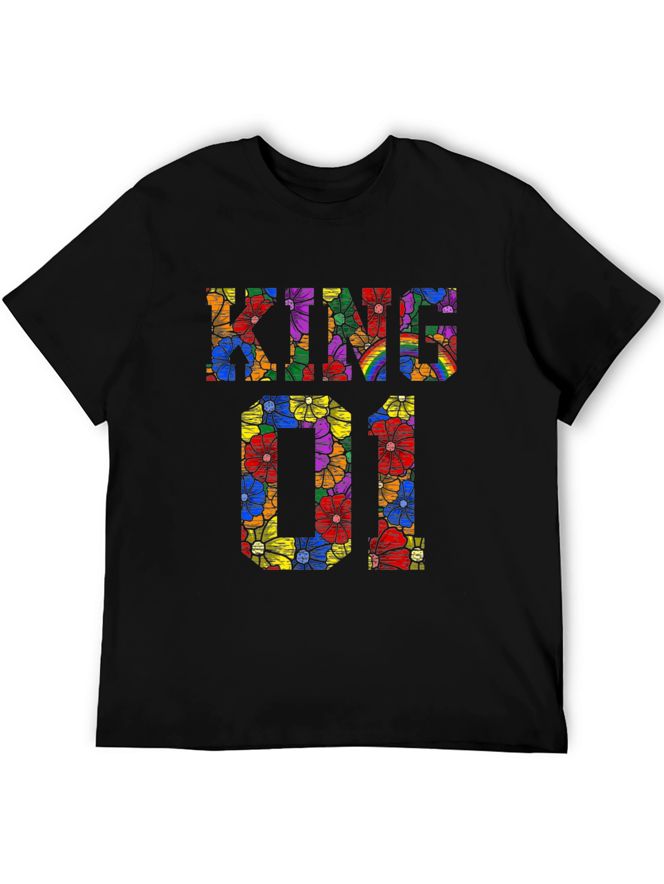 Kind 01 Floral Print Black T-Shirt