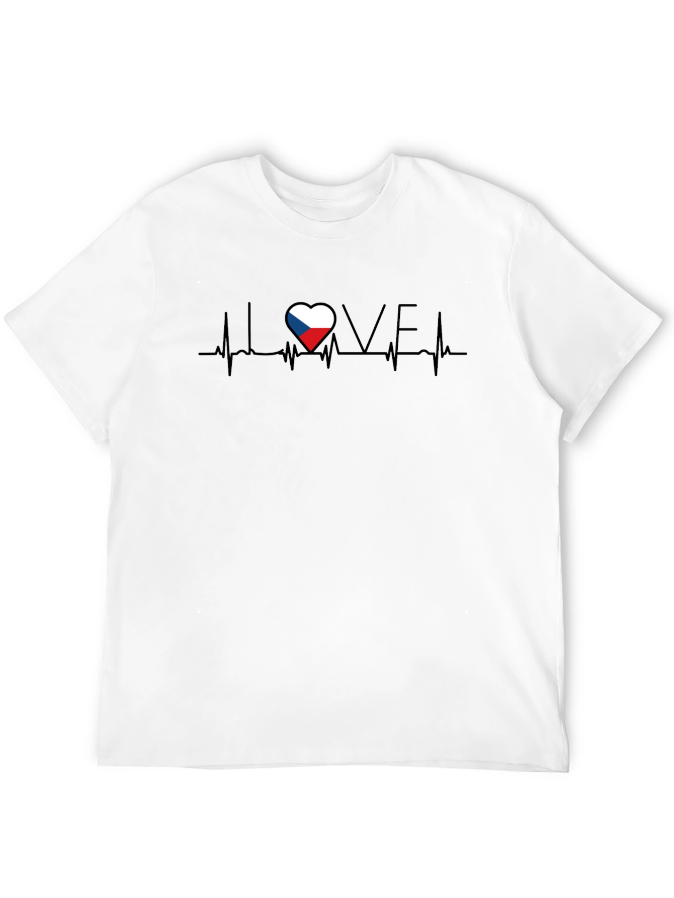 Czech Republic Flag Heartbeat Love Graphic T-Shirt