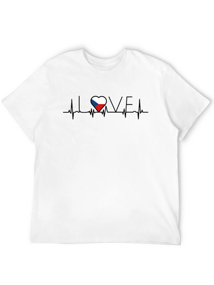 Czech Republic Flag Heartbeat Love Graphic T-Shirt