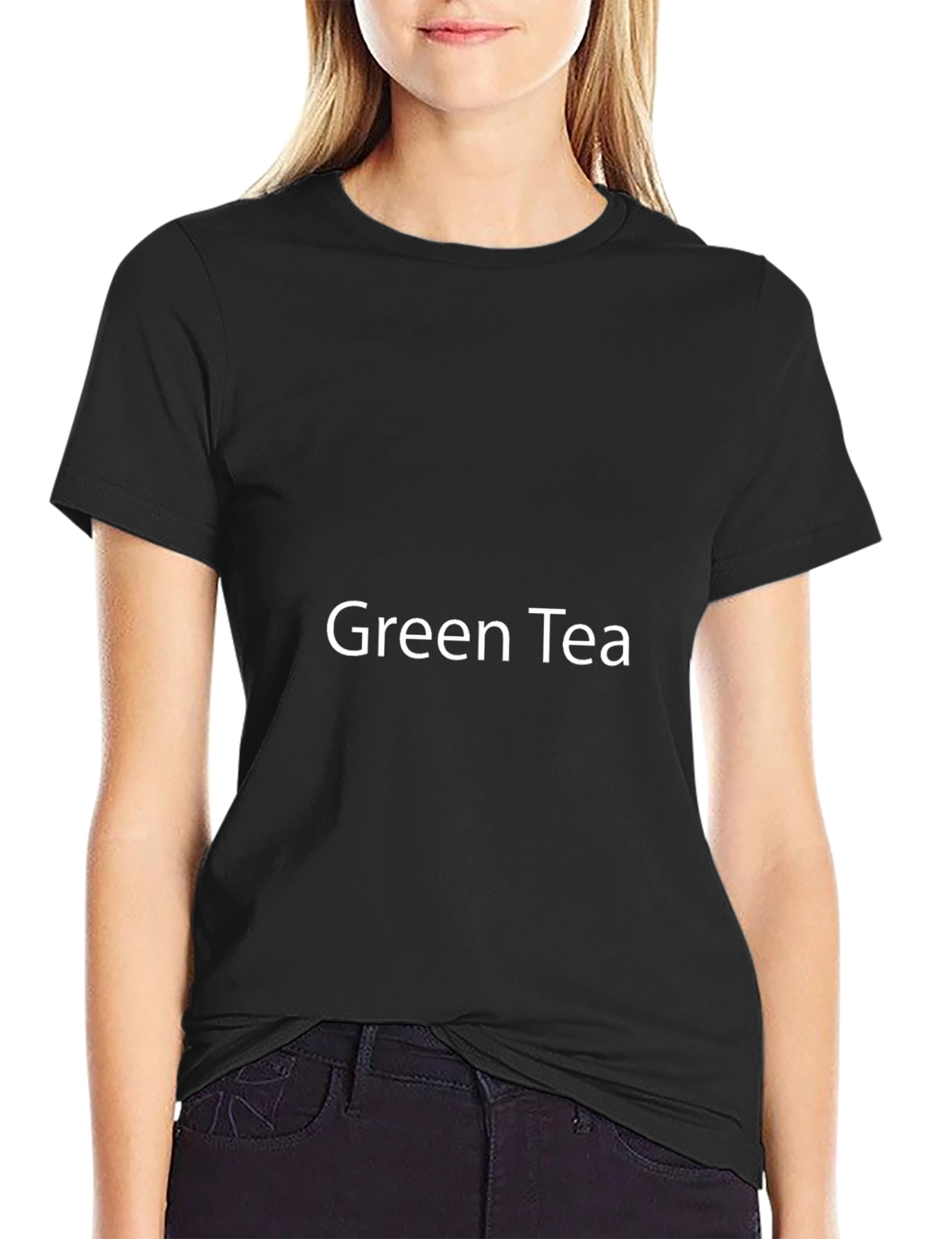 Mens Black T-Shirt - Green Tea