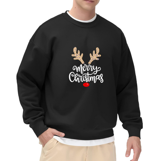 Leopard Reindeer Merry Christmas Holiday Crewneck Sweatshirt