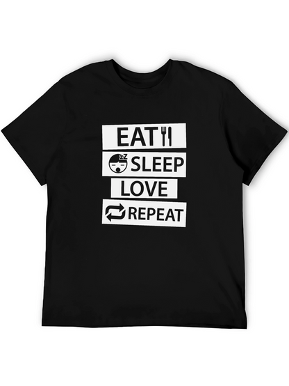 Eat Sleep Love Repeat Black Graphic T-Shirt