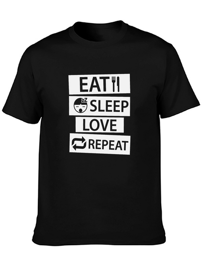 Eat Sleep Love Repeat Black Graphic T-Shirt