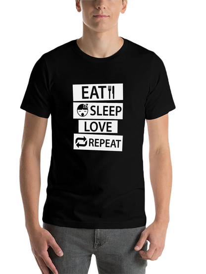 Eat Sleep Love Repeat Black Graphic T-Shirt