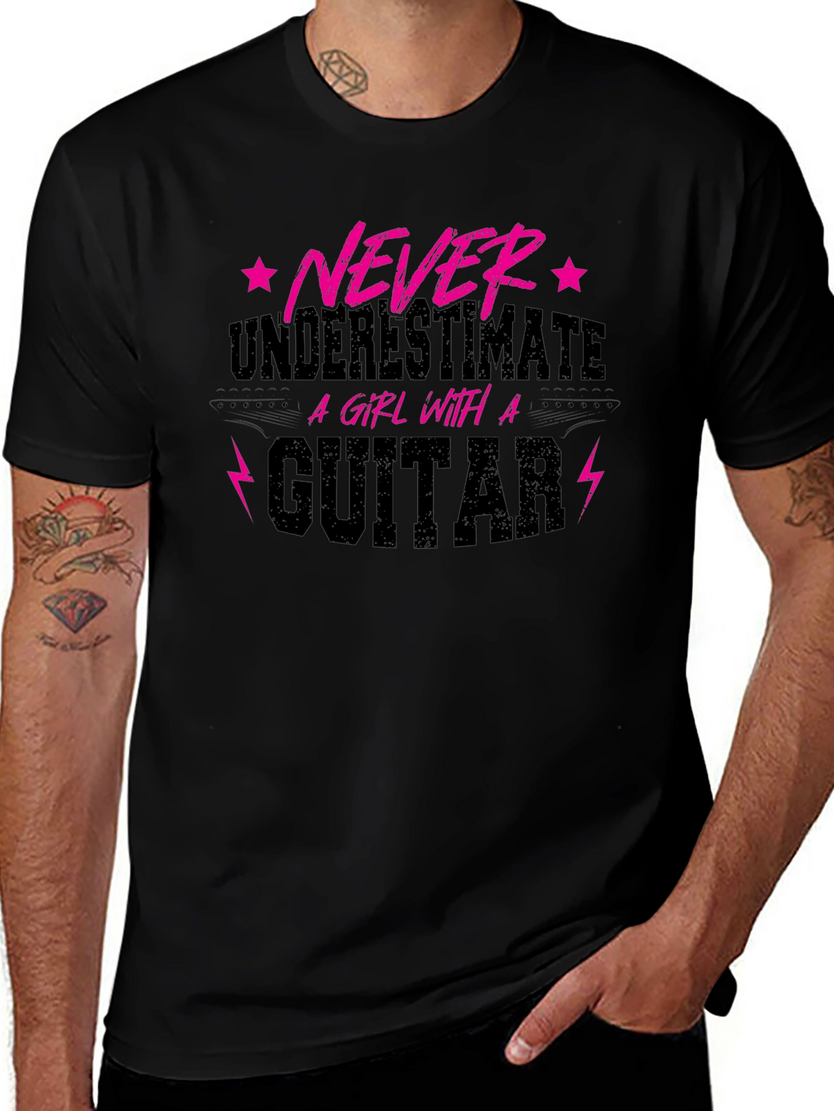 Never Underestimate A Girl With A Guitar T-Shirt