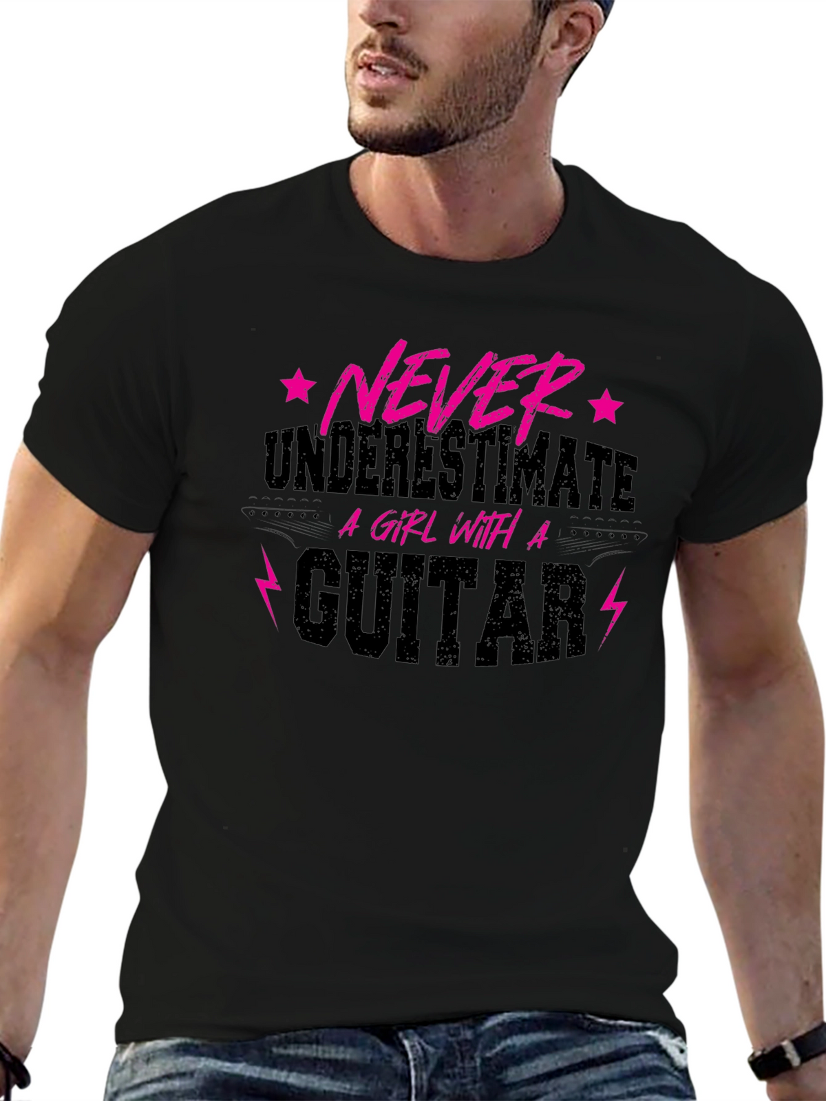 Never Underestimate A Girl With A Guitar T-Shirt