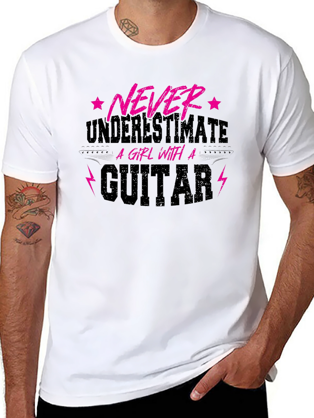 Never Underestimate A Girl With A Guitar T-Shirt