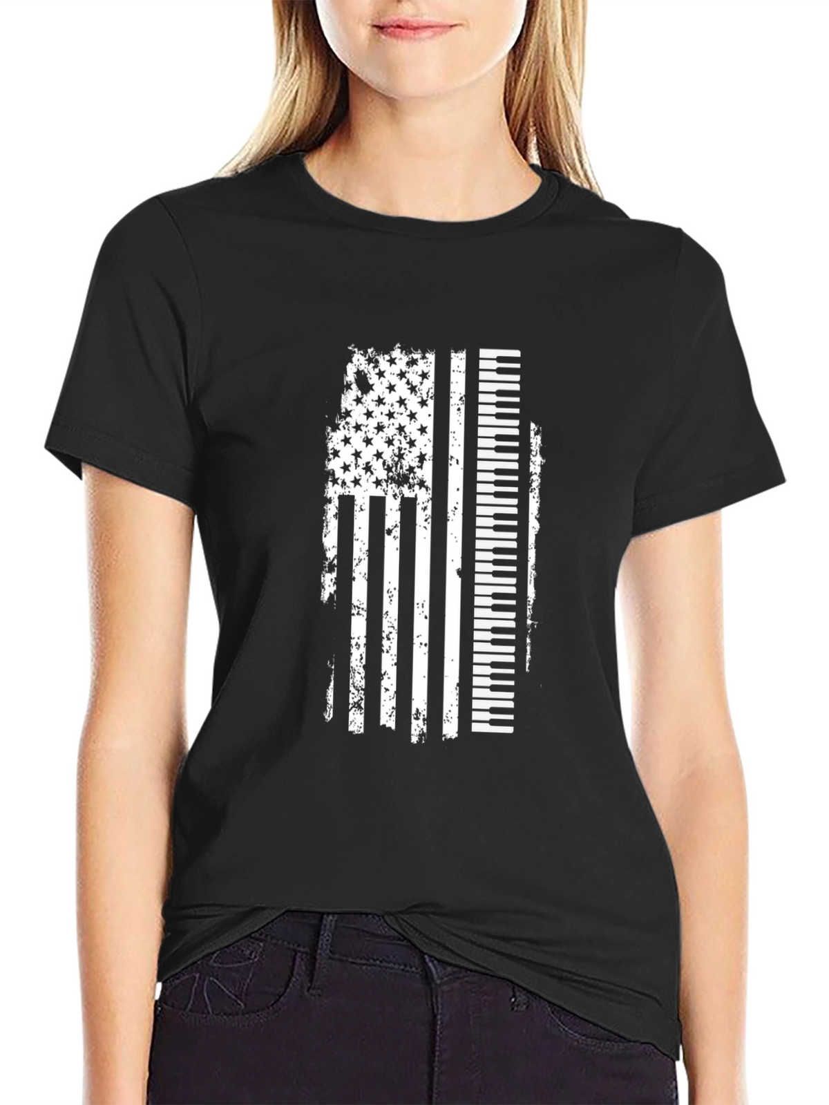 Piano American Flag Graphic Tee
