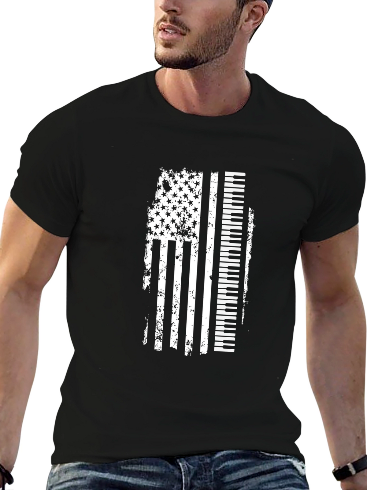 Piano American Flag Graphic Tee