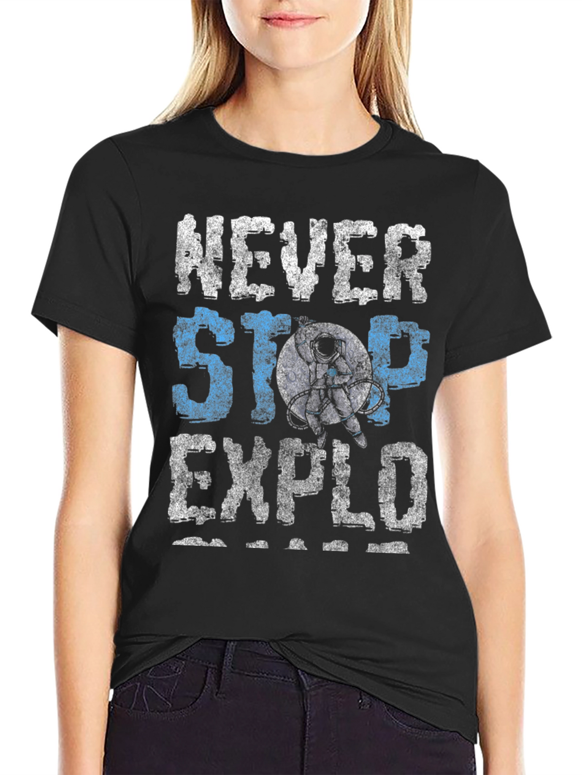 Never Stop Exploring Graphic Tee - Black